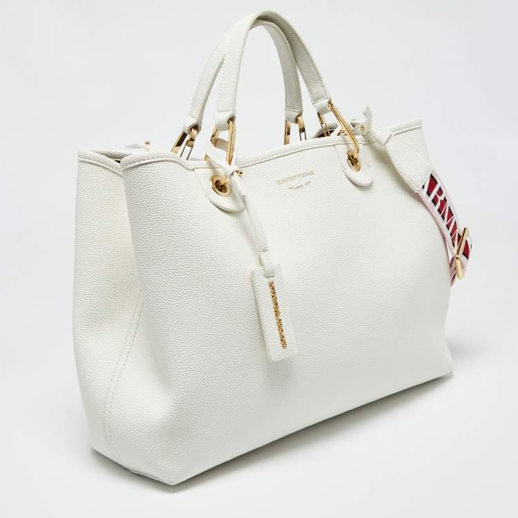 Pre Owned Emporio Armani White Leather MyEA Tote 