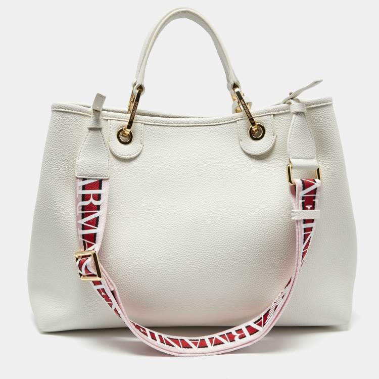 Pre Owned Emporio Armani White Leather MyEA Tote 