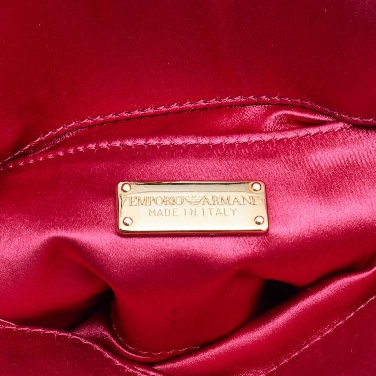 Pre Owned Emporio Armani Pink Satin Chain Bag