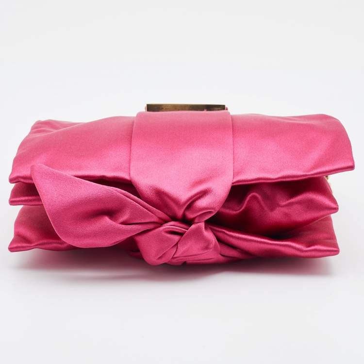Pre Owned Emporio Armani Pink Satin Chain Bag
