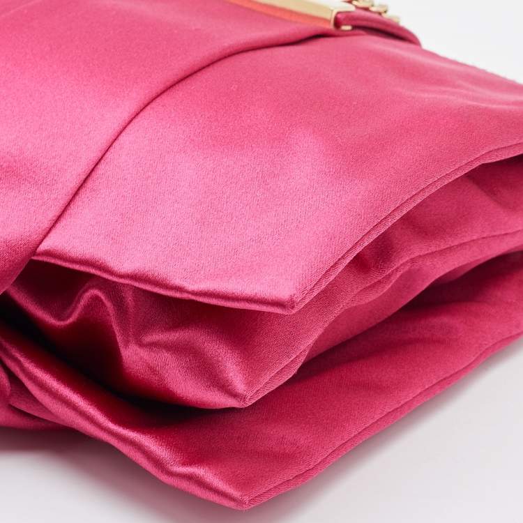 Pre Owned Emporio Armani Pink Satin Chain Bag