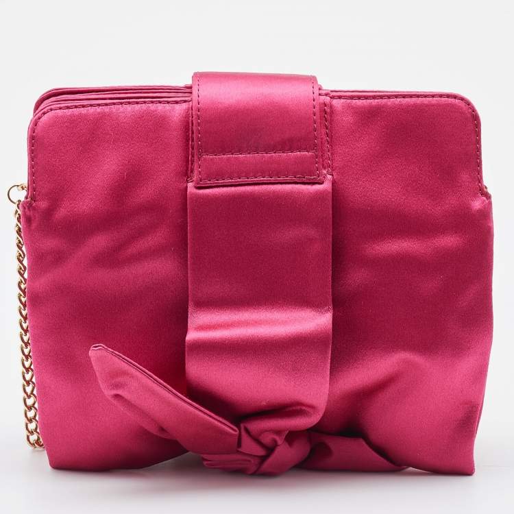 Pre Owned Emporio Armani Pink Satin Chain Bag