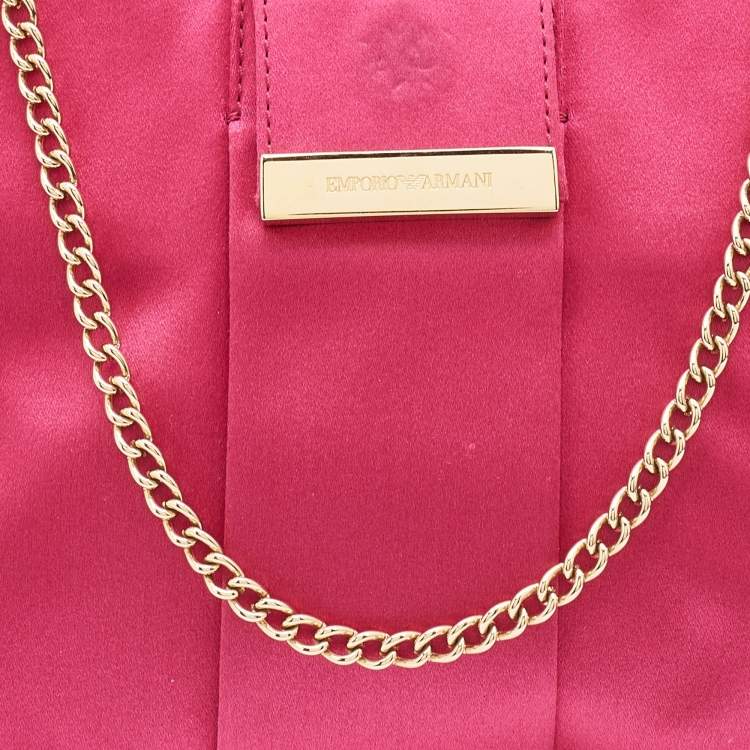 Pre Owned Emporio Armani Pink Satin Chain Bag