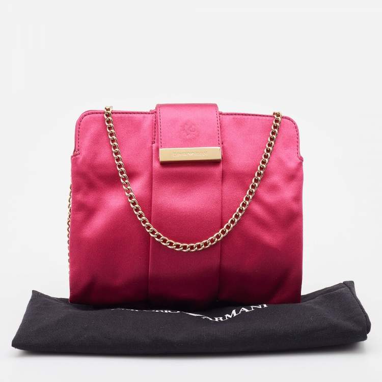 Pre Owned Emporio Armani Pink Satin Chain Bag