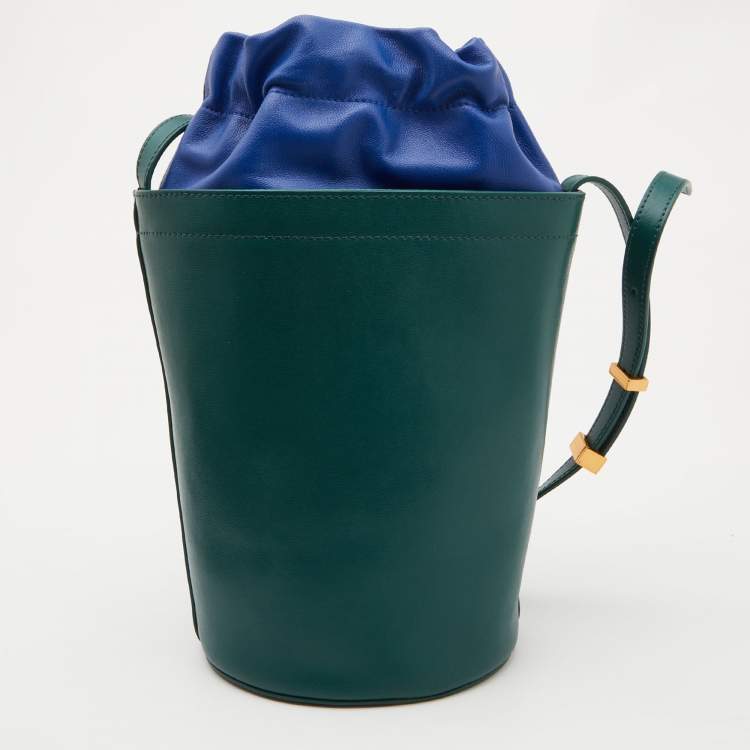 Pre Owned Emporio Armani Green Leather Bucket Bag