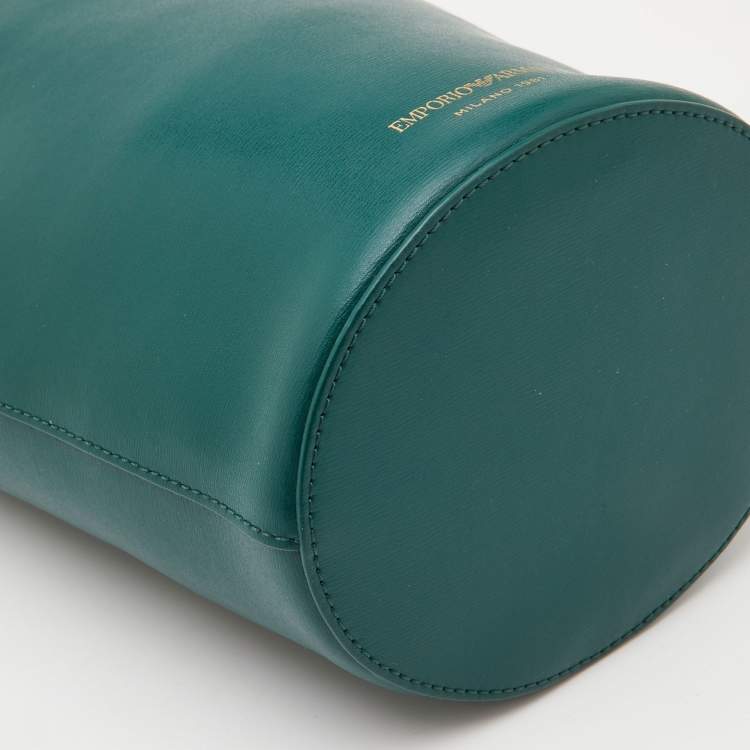 Pre Owned Emporio Armani Green Leather Bucket Bag