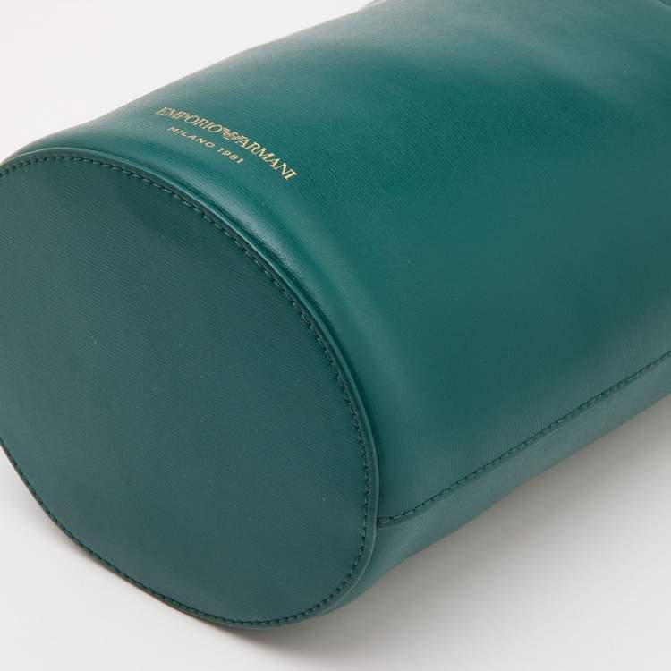 Pre Owned Emporio Armani Green Leather Bucket Bag