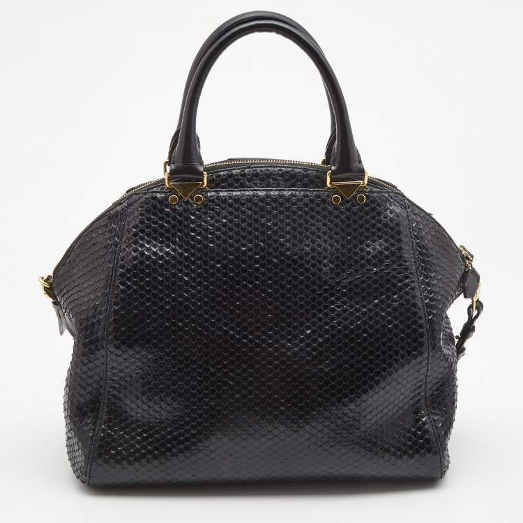 Pre Owned  Emporio Armani Black Python Embossed Leather Dome Satchel