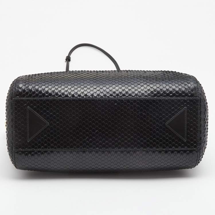 Pre Owned  Emporio Armani Black Python Embossed Leather Dome Satchel
