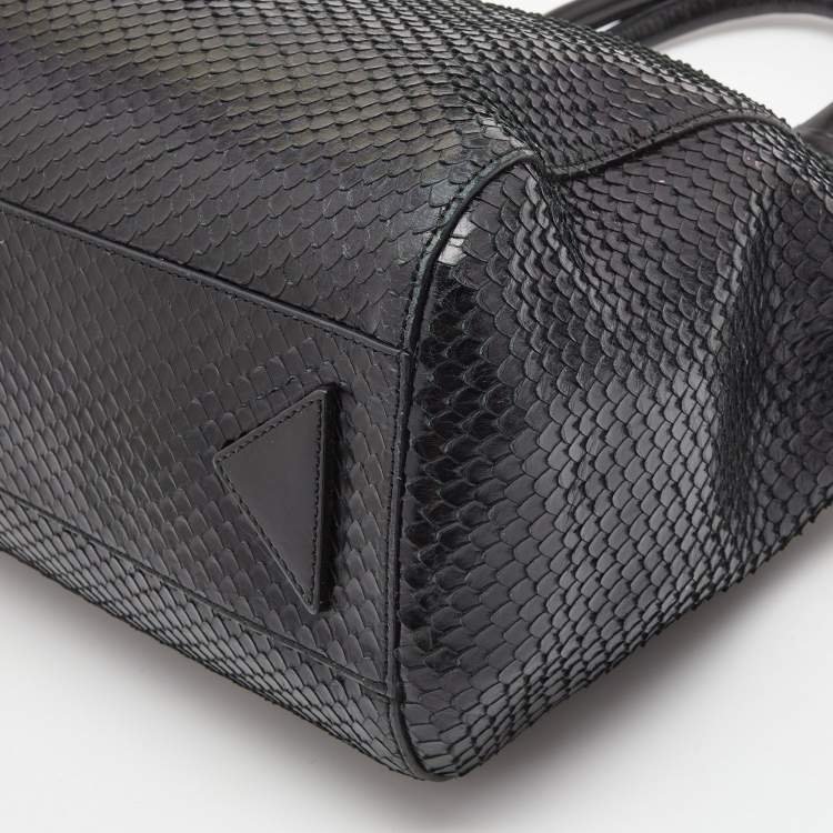 Pre Owned  Emporio Armani Black Python Embossed Leather Dome Satchel