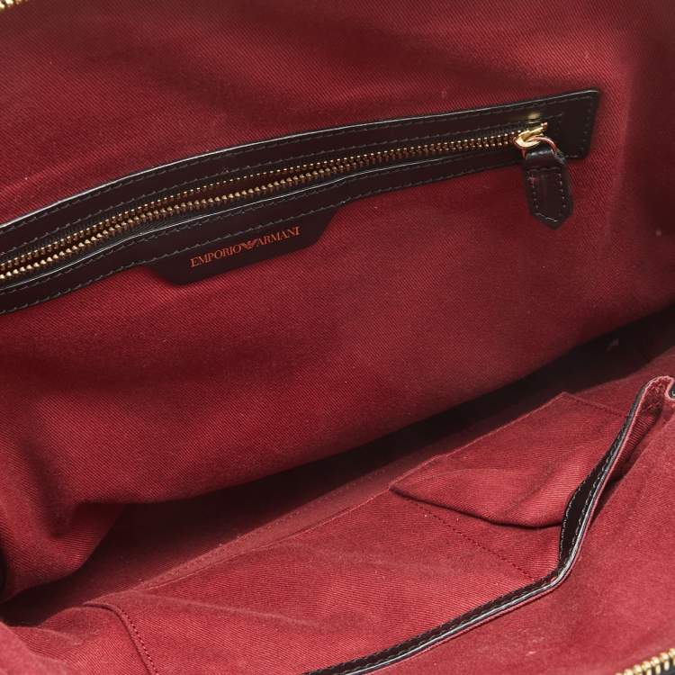 Pre Owned  Emporio Armani Black Python Embossed Leather Dome Satchel