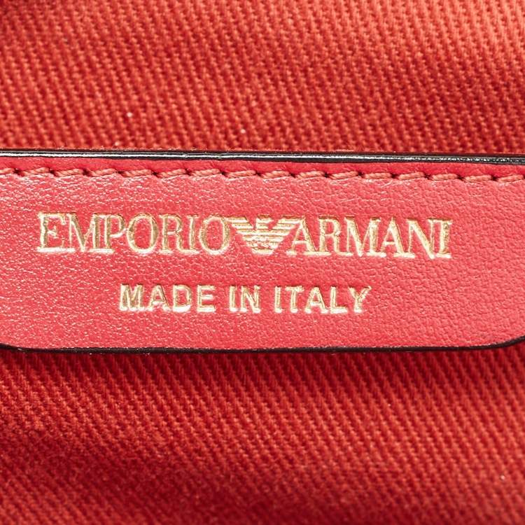 Pre Owned Emporio Armani Red Croc Embossed Patent Leather Crossbody Bag