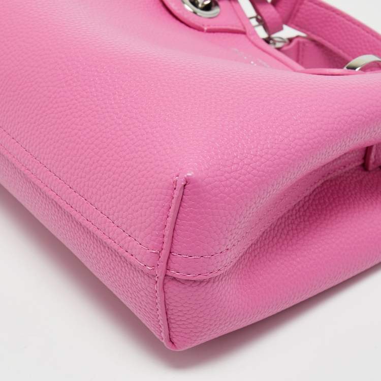 Pre Owned Emporio Armani Pink/Blue Leather Small MyEA Tote