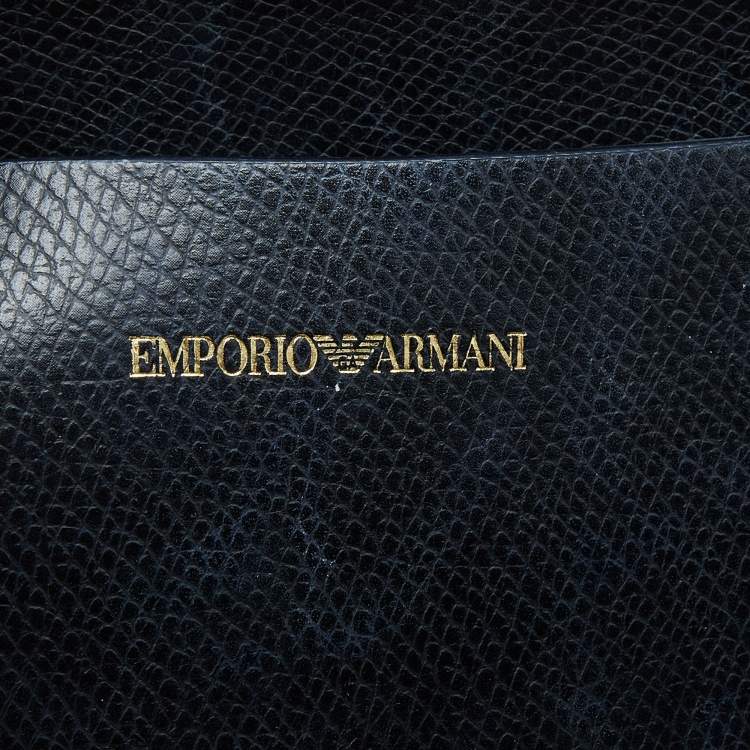 مملوكة مسبقًا Emporio Armani Black Leather Shopper Tote