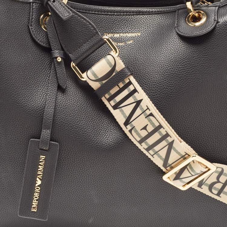 Pre Owned Emporio Armani Black Leather MyEA Tote