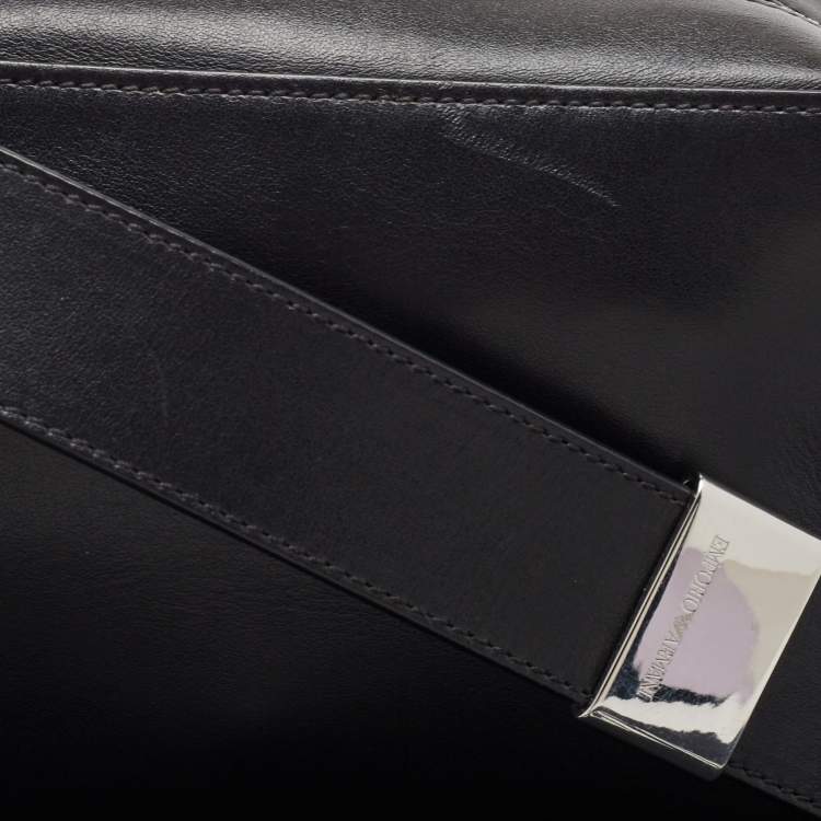Pre Owned Emporio Armani Black Leather Camera Bag