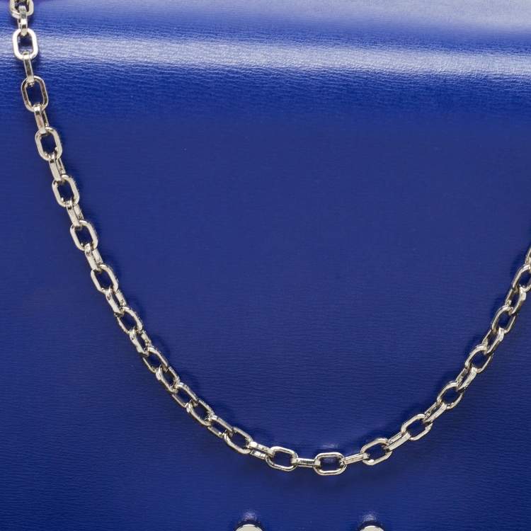 Pre Owned Emporio Armani Blue/Red Leather Flap Chain Shoulder Bag