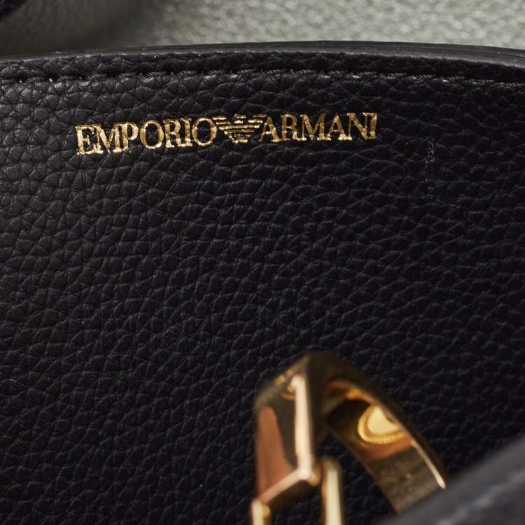 Pre Owned Emporio Armani Black Leather Small MyEA Tote