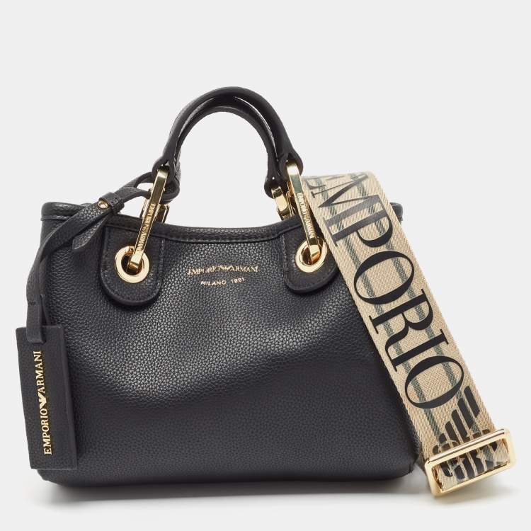 Pre Owned Emporio Armani Black Leather Small MyEA Tote