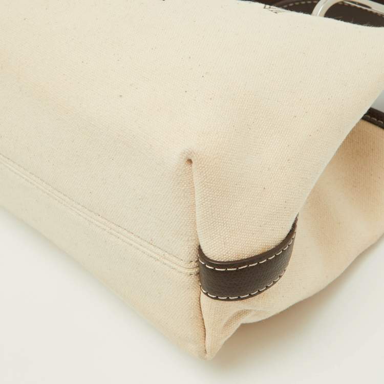 Pre Owned Emporio Armani Beige/Brown Leather Myea Tote