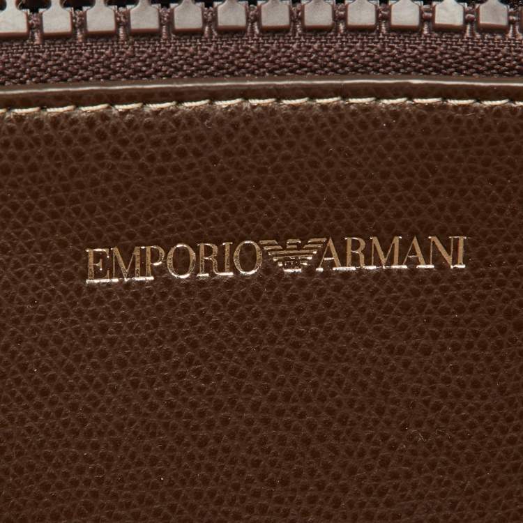 Pre Owned Emporio Armani Beige/Brown Leather Myea Tote