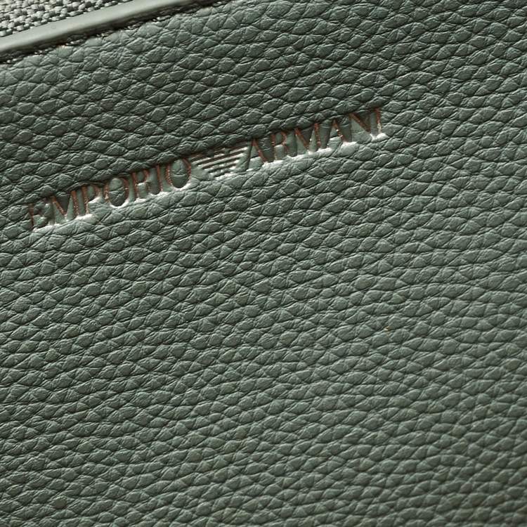 Pre Owned Emporio Armani Green Faux Leather Medium MyEA Shopper Tote
