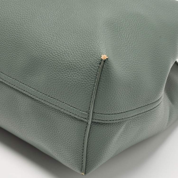 Pre Owned Emporio Armani Green Faux Leather Medium MyEA Shopper Tote