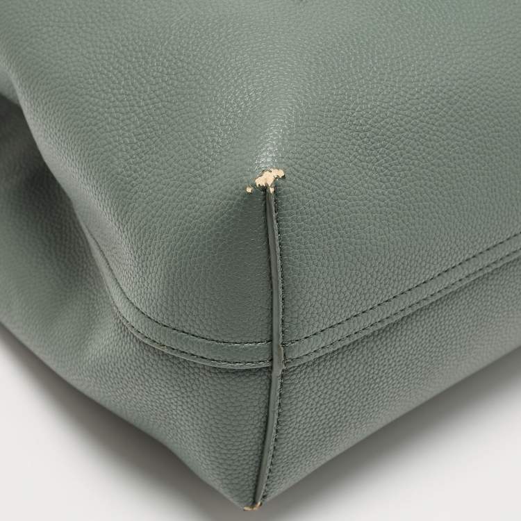 Pre Owned Emporio Armani Green Faux Leather Medium MyEA Shopper Tote