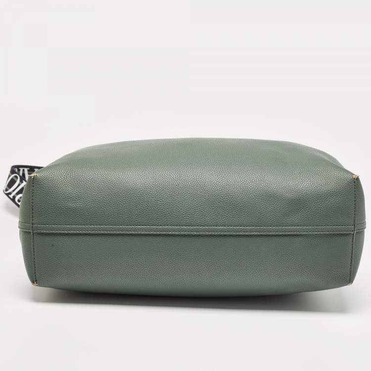 Pre Owned Emporio Armani Green Faux Leather Medium MyEA Shopper Tote