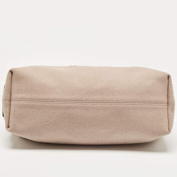 Pre Owned Emporio Armani Dark Brown/Beige Cashmere Medium MyEA Resort Shopper Tote
