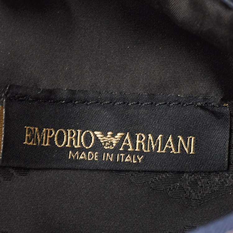 Pre Owned Emporio Armani Blue/Grey Signature Fabric and Leather Bag