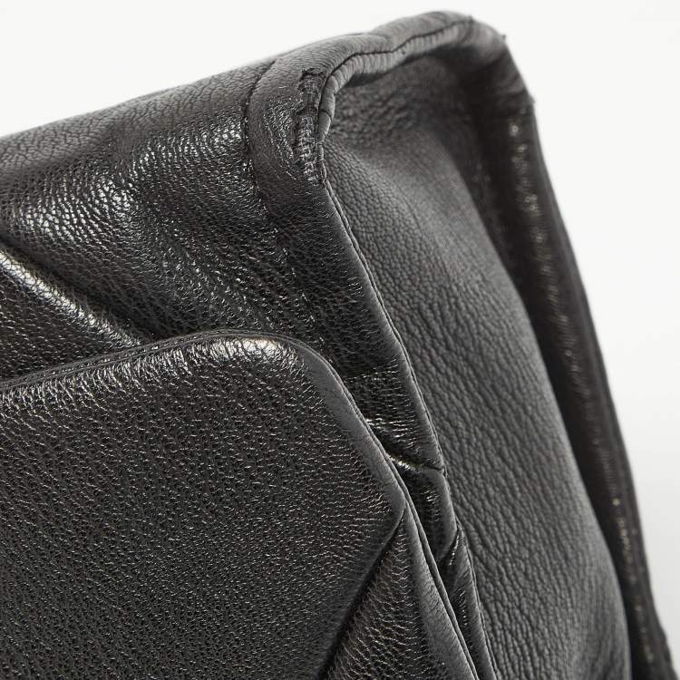 Pre Owned Emporio Armani Black Quilted Faux Leather Noelle Flap Shoulder Bag