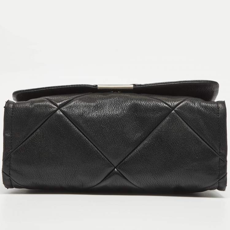 Pre Owned Emporio Armani Black Quilted Faux Leather Noelle Flap Shoulder Bag
