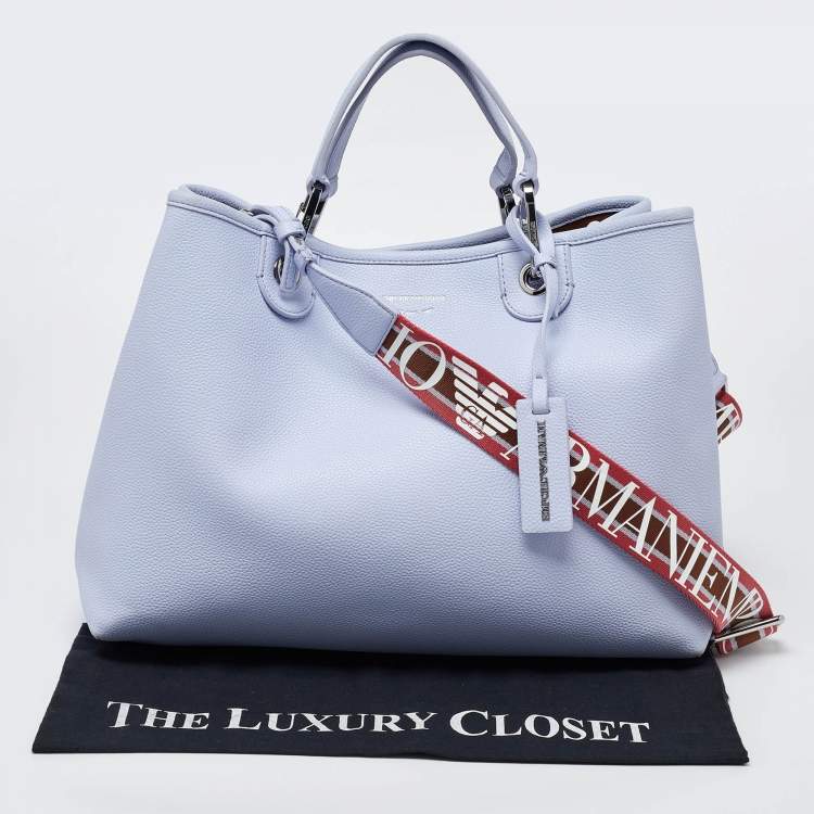 Pre Owned Emporio Armani Lavender Leather Medium MyEA Shopper Tote