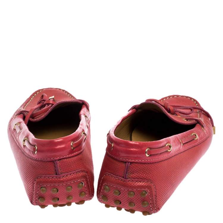 Pre Owned Emporio Armani Pink Leather Bow Loafers Size 40