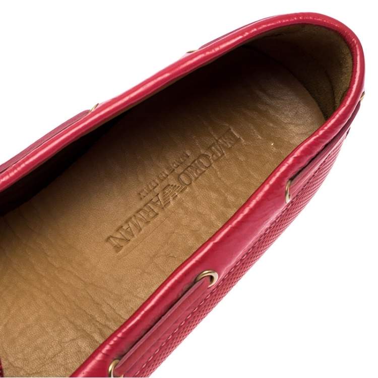 Pre Owned Emporio Armani Pink Leather Bow Loafers Size 40