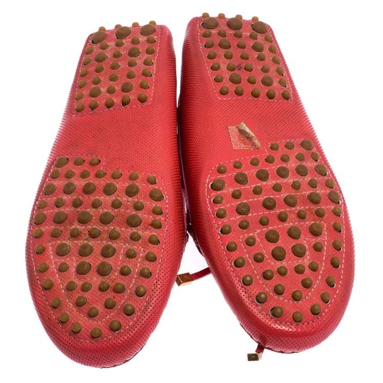 Pre Owned Emporio Armani Pink Leather Bow Loafers Size 40