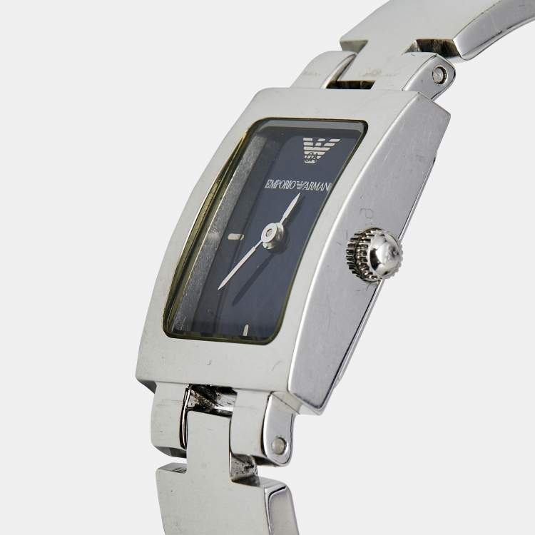 Pre Owned Emporio Armani Blue Stainless Steel AR5416 Women's Wristwatch 17.50 mm