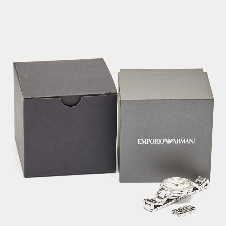 Pre Owned Emporio Armani AR11484 Mother Of Pearl Stainless Steel Women's Wristwatch 32 mm