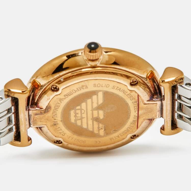 Pre Owned Emporio Armani AR1725 Vignette Grey Two-Tone Stainless Steel Women's Wristwatch 32 mm