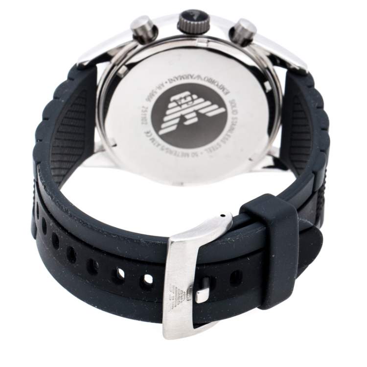 Pre Owned Emporio Armani Black Stainless Steel AR5866 Chronograph Men's Wristwatch 43 mm