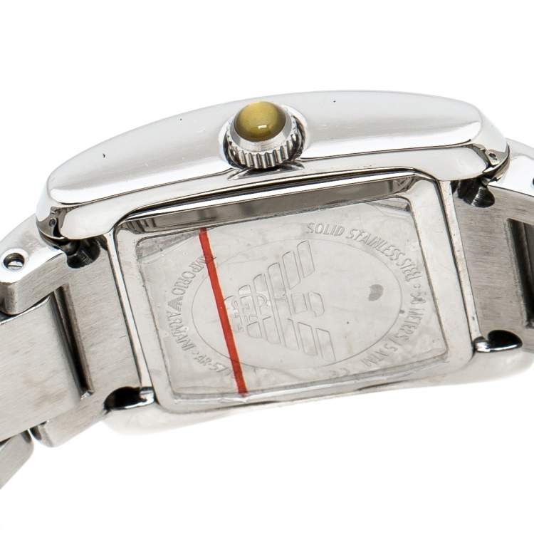 Pre Owned Emporio Armani Peach Stainless Steel AR5710 Women's Wristwatch 23 mm