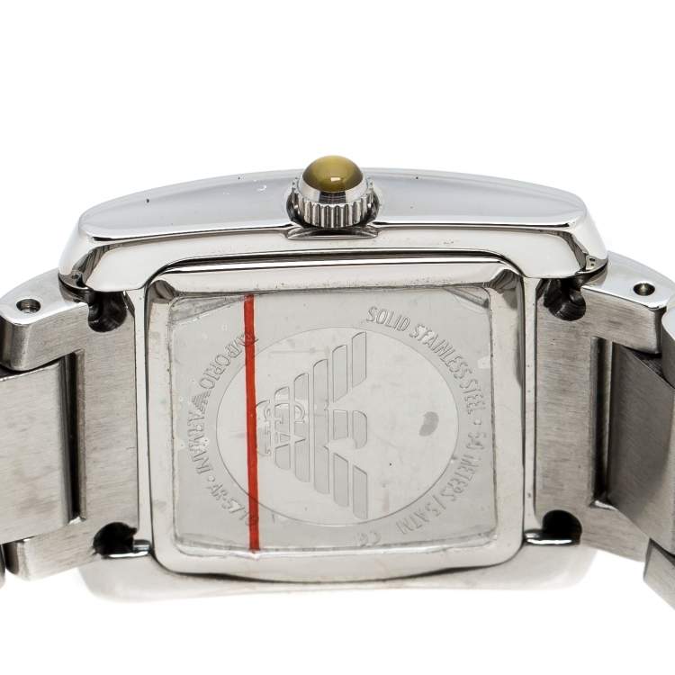 Pre Owned Emporio Armani Peach Stainless Steel AR5710 Women's Wristwatch 23 mm