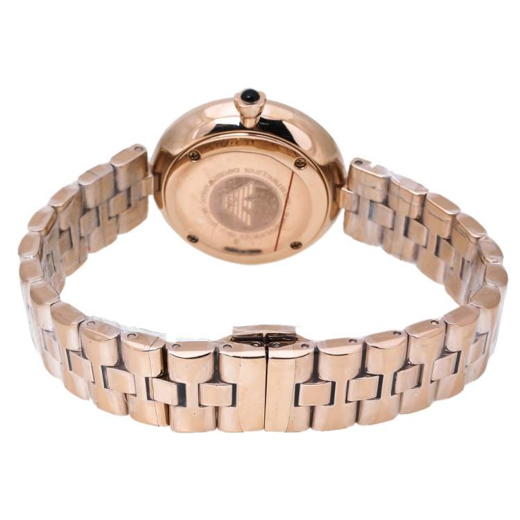 مملوكة مسبقًا Emporio Armani  Black Mother Of Pearl Rose Gold Tone Stainless Steel Arianna AR11197 Women's Wristwatch 32 mm