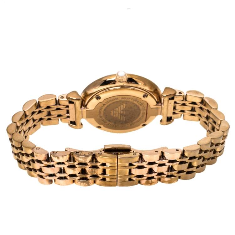 Pre Owned  Emporio Armani Mother Of Pearl Rose Gold Tone Stainless Steel Classic AR1909 Women's Wristwatch 32 mm