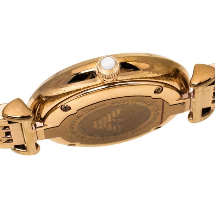 Pre Owned  Emporio Armani Mother Of Pearl Rose Gold Tone Stainless Steel Classic AR1909 Women's Wristwatch 32 mm