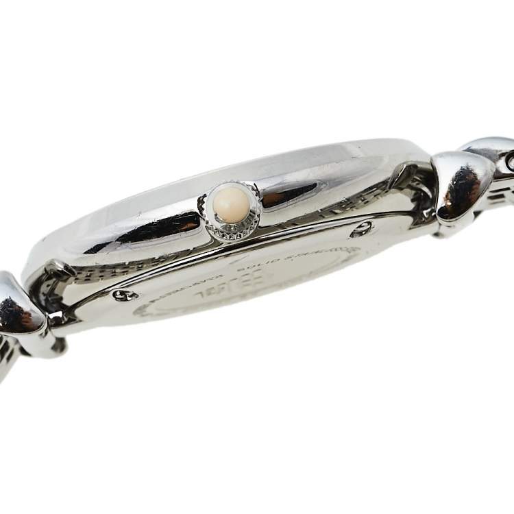 Pre Owned Emporio Armani Mother Of Pearl Two-Tone Stainless Steel Retro AR1987 Women's Wristwatch 32 mm