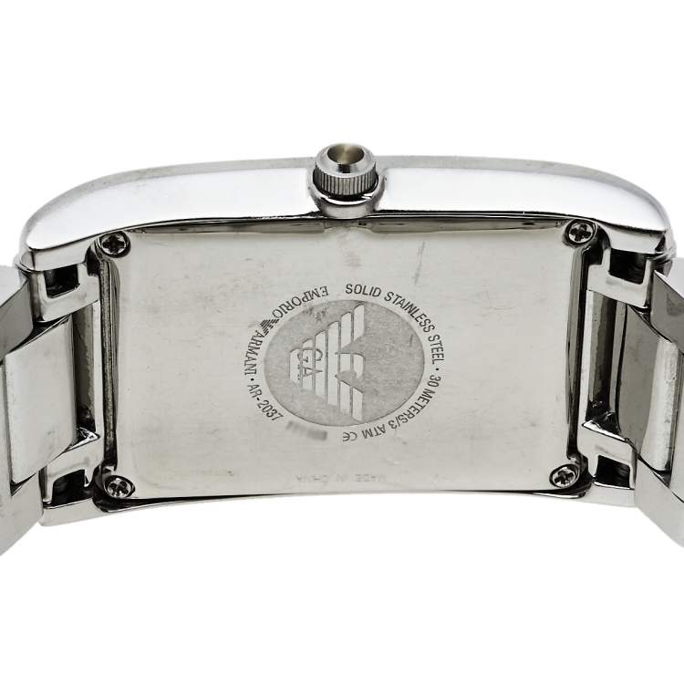 Pre Owned Emporio Armani Mother Of Pearl Stainless Steel Classic AR2037 Women's Wristwatch 24.50 mm