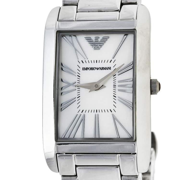 Pre Owned Emporio Armani Mother Of Pearl Stainless Steel Classic AR2037 Women's Wristwatch 24.50 mm