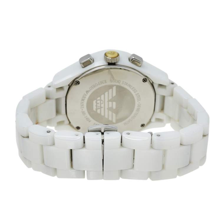 مملوكة مسبقًا Emporio Armani White Ceramic Ceramica AR1404 Women's Wristwatch 38 mm